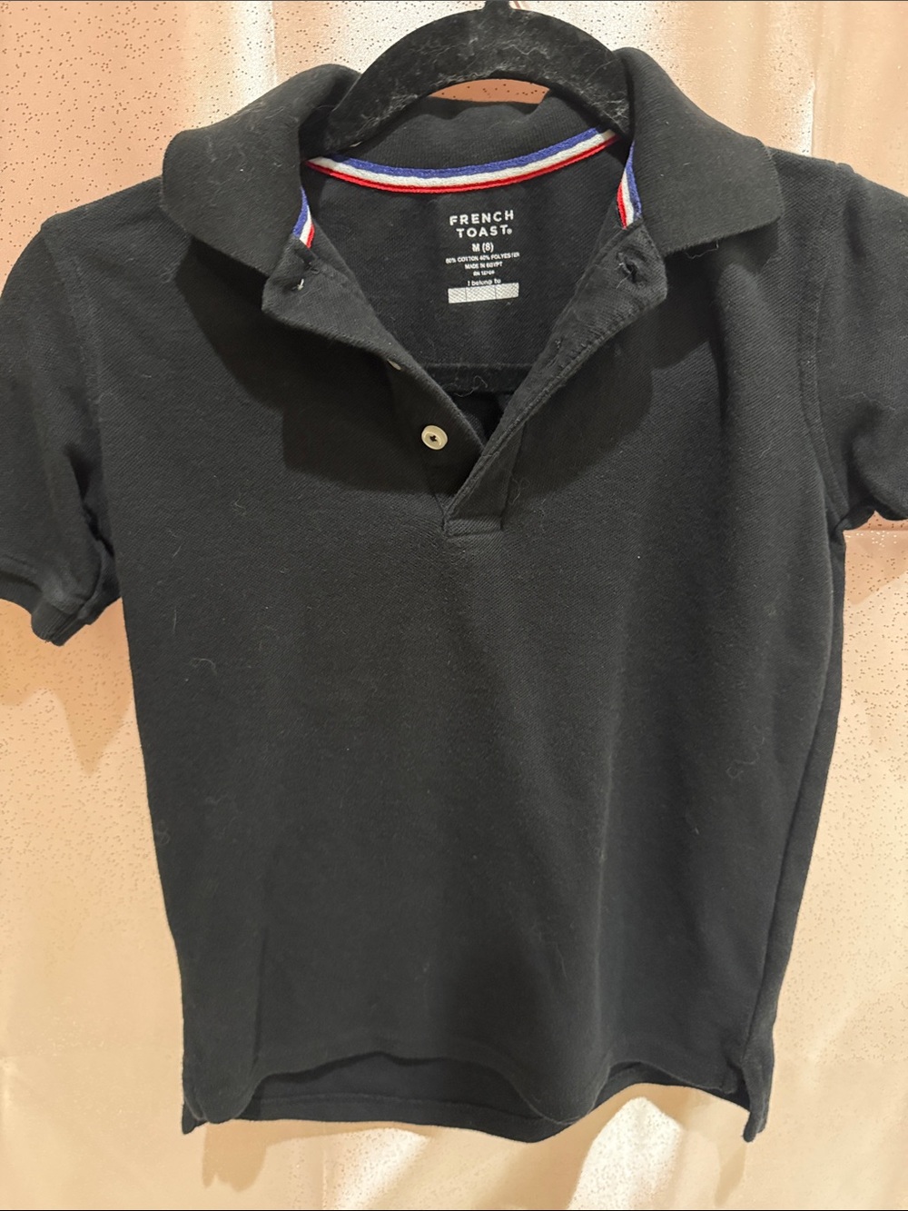 French Toast Black Polo with Red-White-Blue Trim